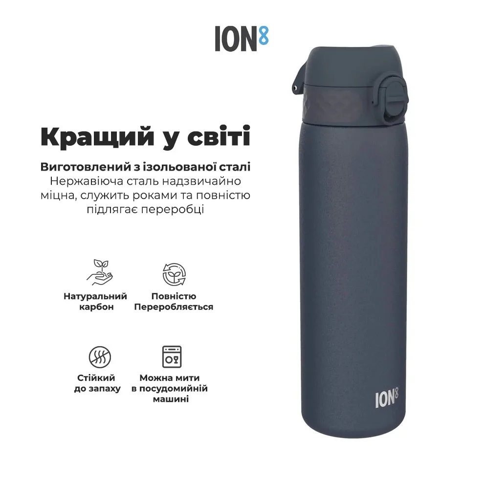 Пляшка для води ION8 нержавіюча сталь 500 мл синя