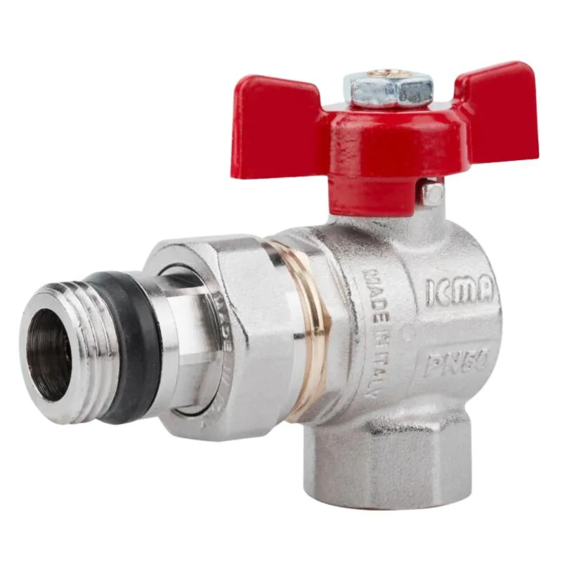 Кран кульовий кутовий 1/2" з ручкою метелик латунь CW617N нікельований