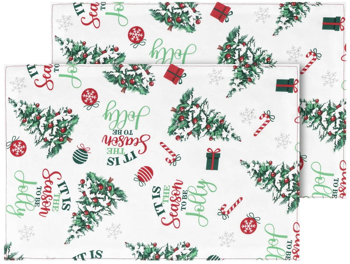 Серветки ARDESTO Christmas Tree 30х45см 2шт для сервірування столу святкові зелені з поліестеру