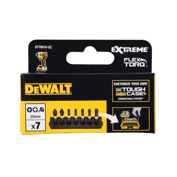 Набір біт DeWalt FlexTorq 25мм PZ2 T20 T25 T30, 7 шт.