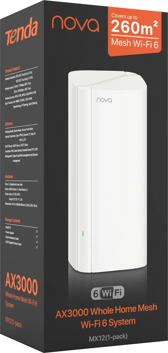 Система WiFi-Mesh TENDA MX12 NOVA AX3000, 1мод