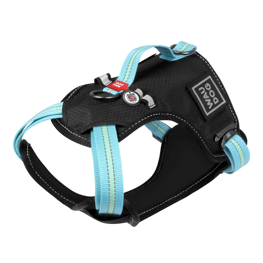 Шлея WAUDOG Nylon S 20 мм 35-60 см нейлонова блакитна металева пряжка