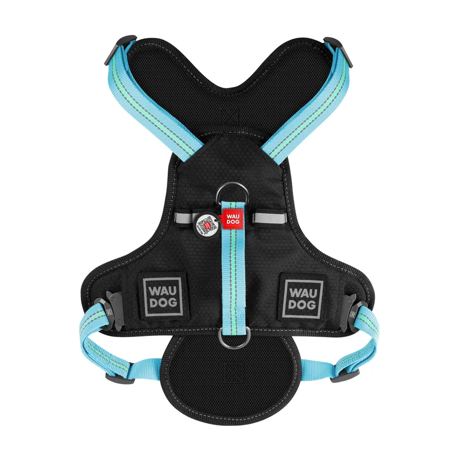 Шлея WAUDOG Nylon S 20 мм 35-60 см нейлонова блакитна металева пряжка