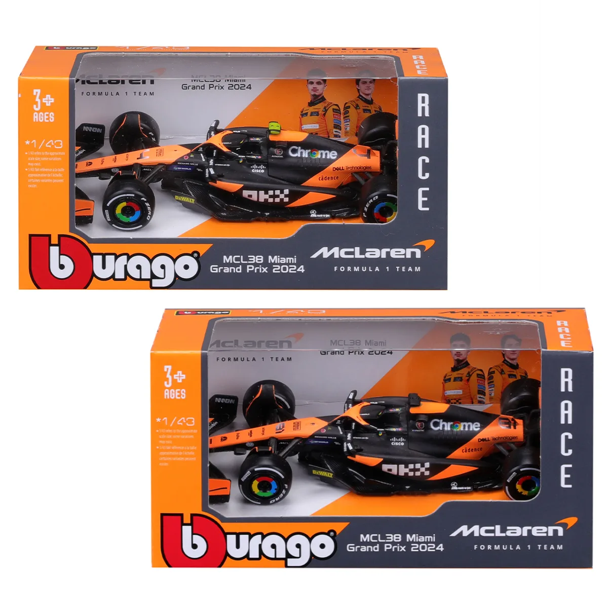 Автомодель Bburago McLaren F1 1:43 пластик метал чорний з помаранчевим