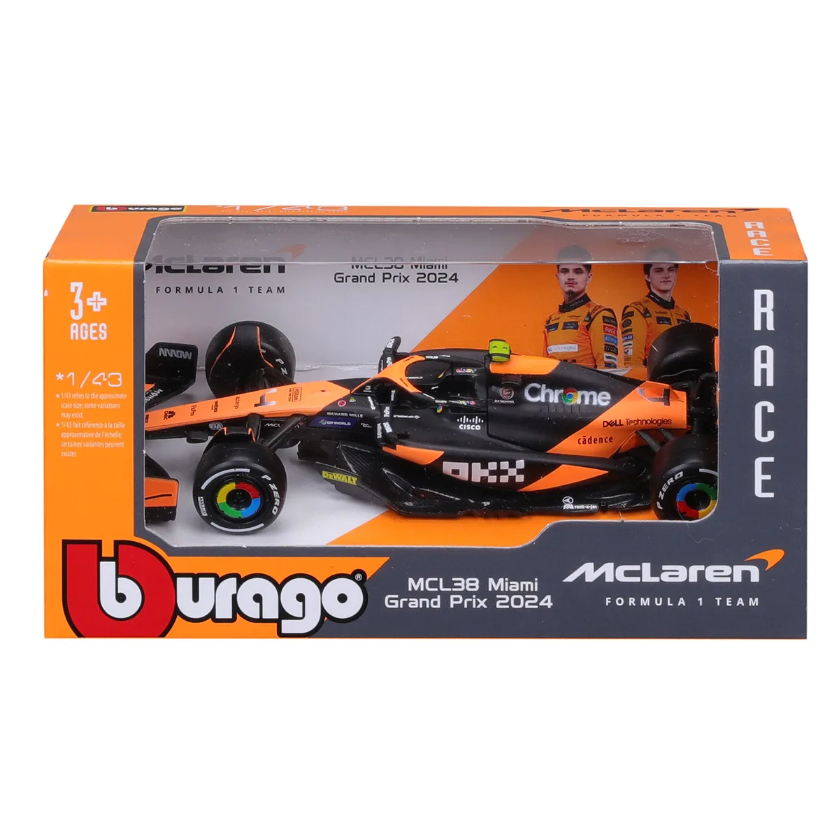 Автомодель Bburago McLaren F1 1:43 пластик метал чорний з помаранчевим