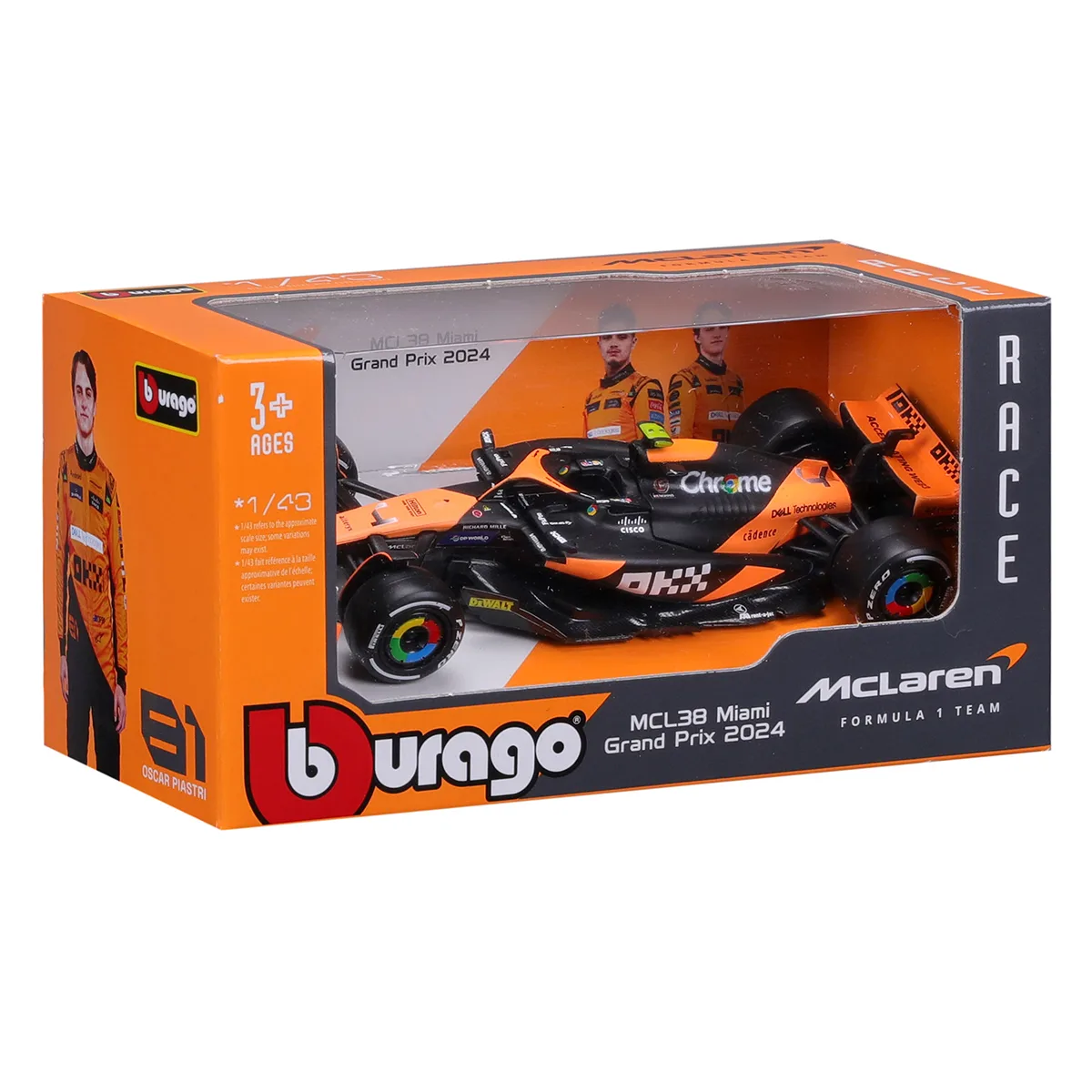 Автомодель Bburago McLaren F1 1:43 пластик метал чорний з помаранчевим