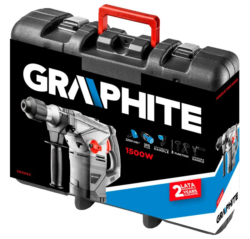 Перфоратор GRAPHITE 1500Вт 4.5Дж для монтажу демонтажу ударний свердлильний інструмент