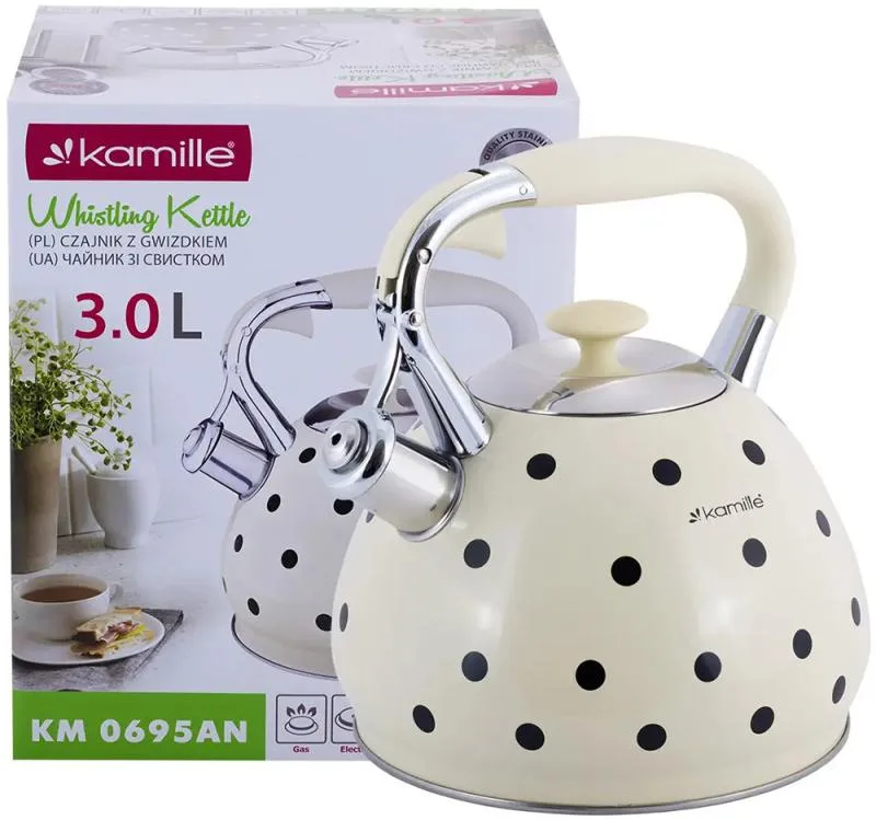 Чайник индукционный Kamille Whistling Kettle 3л молочный с свистком