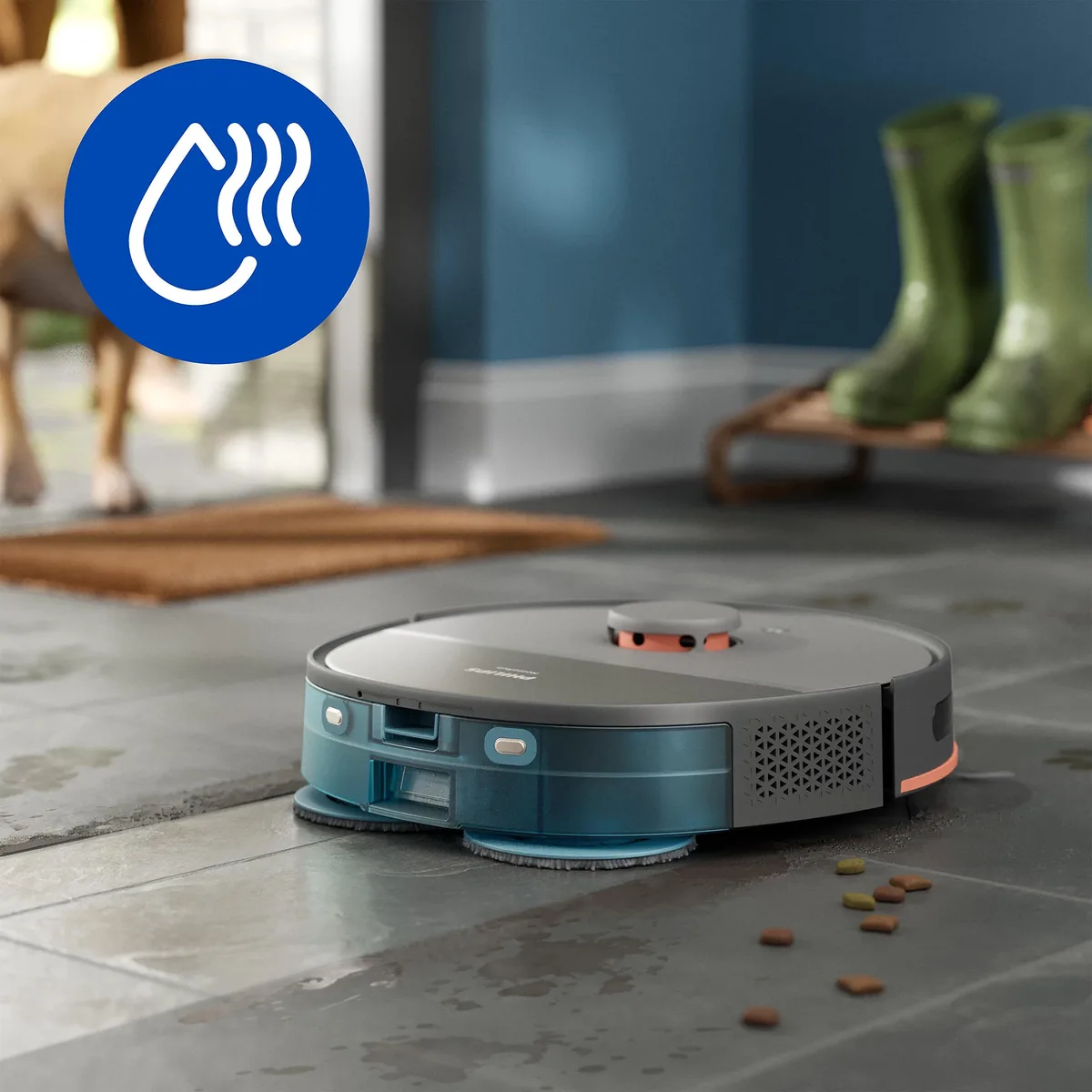 Робот-пилосос Philips 5000 Series, висота 29.2 см, функція вологого прибирання, контейнер для сміття 0.26 л, резервуар для води 0.
