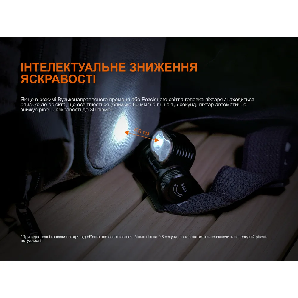 Налобний ліхтар Fenix полікарбонат 64х34х44 мм фіолетовий