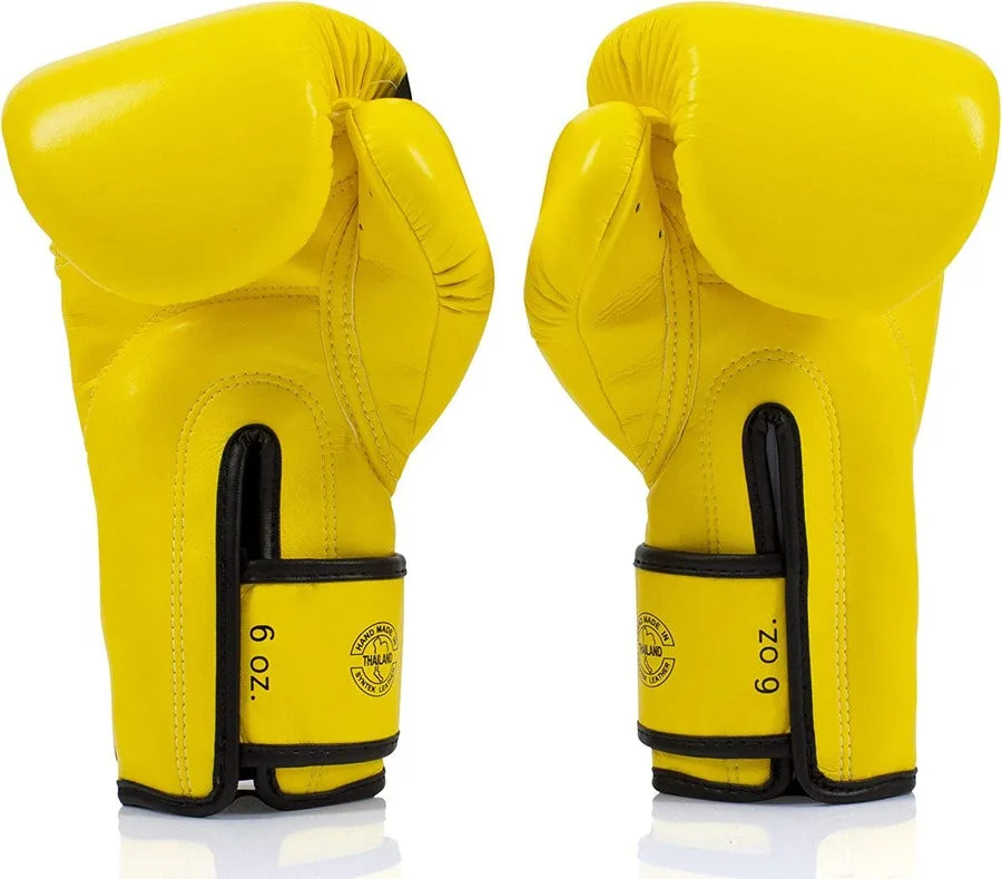 Боксерські рукавиці Fairtex мікрофібра 12 унцій жовті з бинтами