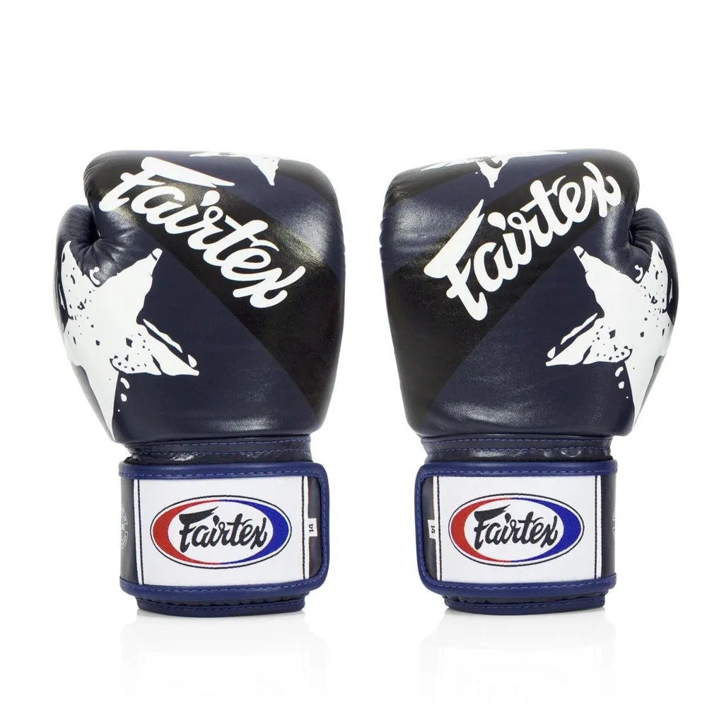 Боксерские перчатки Fairtex натуральная кожа 10 унций синие