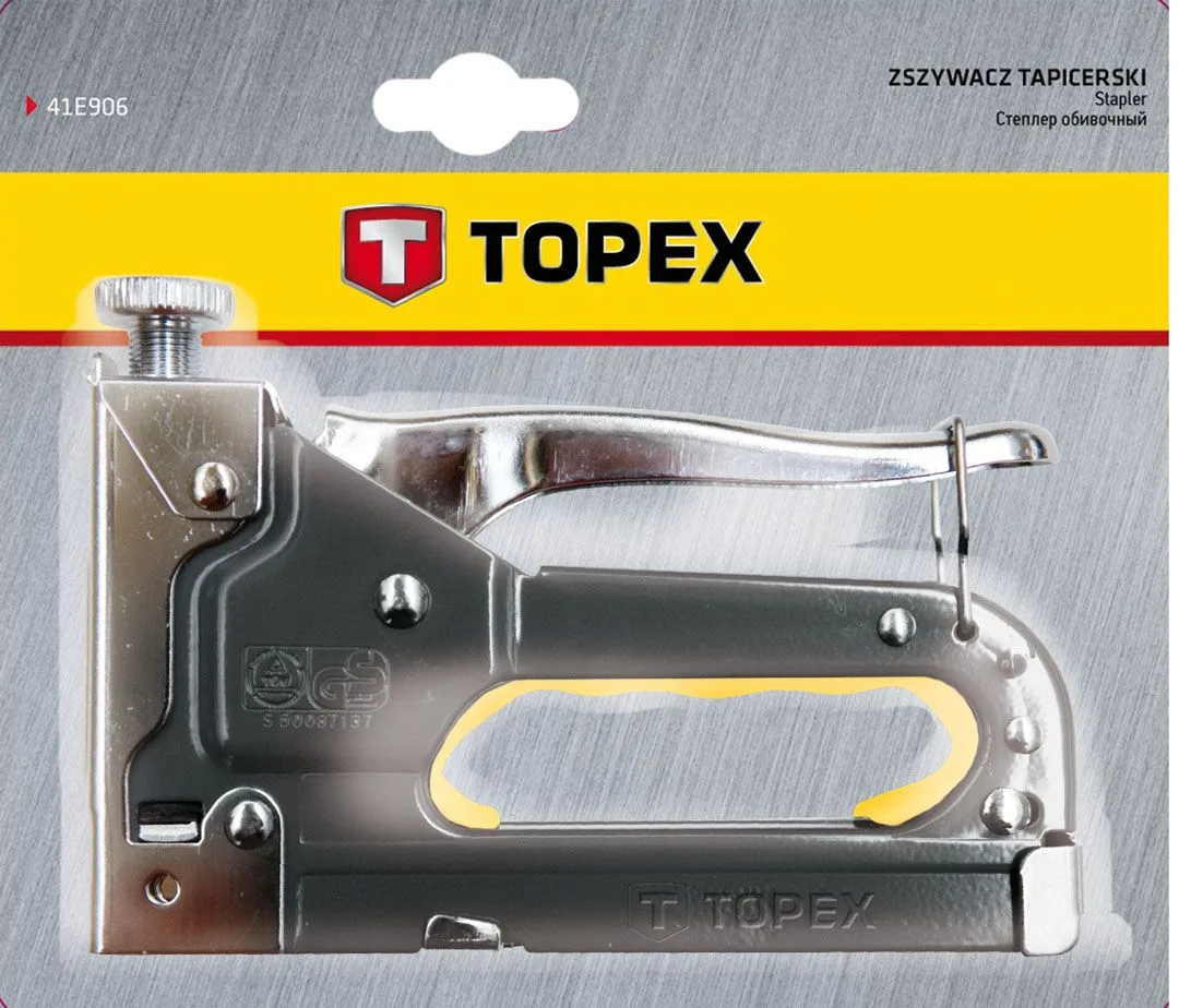 Степлер TOPEX, 6-14 мм, тип скоб J, з можливістю регулювання глибини забивання.