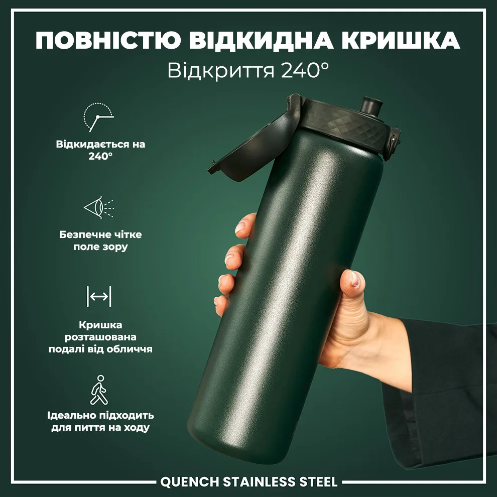 Бутылка для воды ION8 нержавеющая сталь 1200 мл зеленая