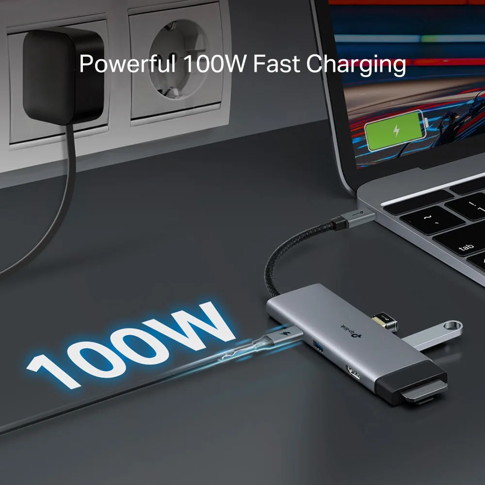 Хаб USB TP-LINK UH7021C USB-C > 3xUSB3.0/1xHDMI/1xSD/1xmicroSD/1xPD 100Wh