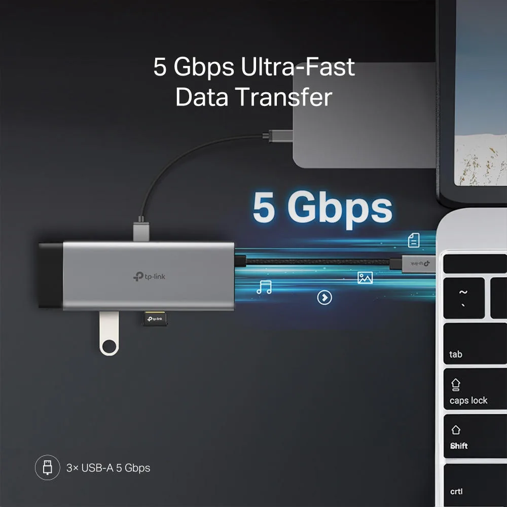 Хаб USB TP-LINK UH7021C USB-C > 3xUSB3.0/1xHDMI/1xSD/1xmicroSD/1xPD 100Wh