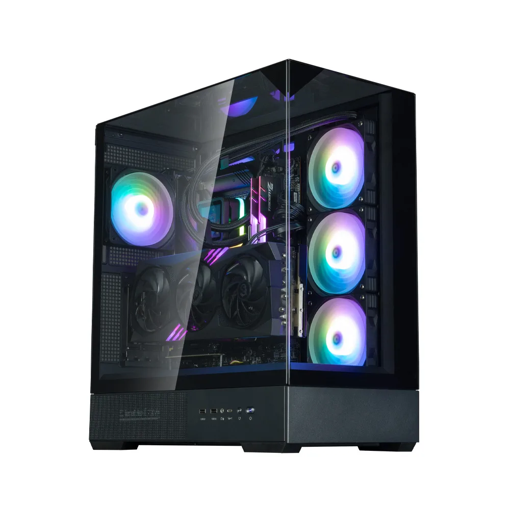 Корпус Zalman P40 Prism Plus без БЖ, 2xUSB3.0, 1x Type C, 3x120мм ARGB Reverse,  1x120мм ARGB, VGA 420мм, LCS ready, TG TG Side/Front/Top Panel, ATX, чорний