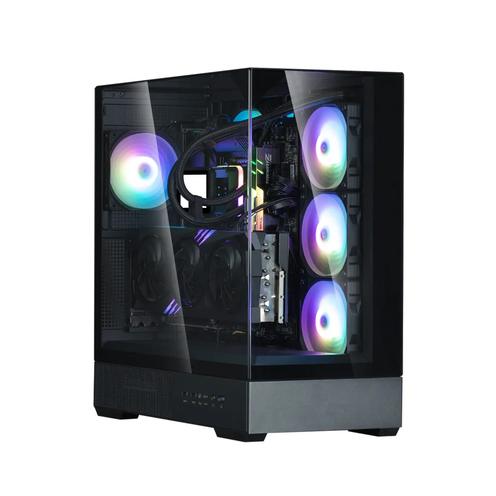 Корпус Zalman P40 Prism Plus без БЖ, 2xUSB3.0, 1x Type C, 3x120мм ARGB Reverse,  1x120мм ARGB, VGA 420мм, LCS ready, TG TG Side/Front/Top Panel, ATX, чорний