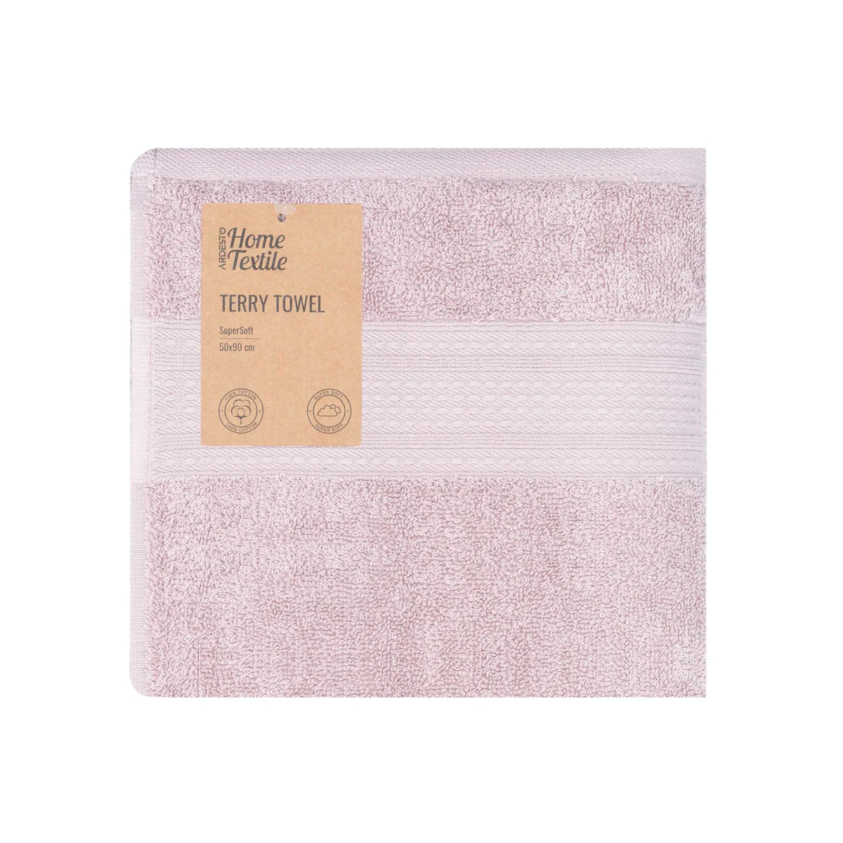 Полотенце махровое ARDESTO SuperSoft 50х90см розовый 100% хлопок для ванны и душа мягкий полотенце
