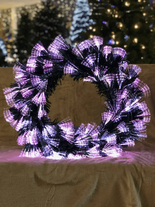 Вінок штучний оптичного волокна 50 см зелений Luca Lighting