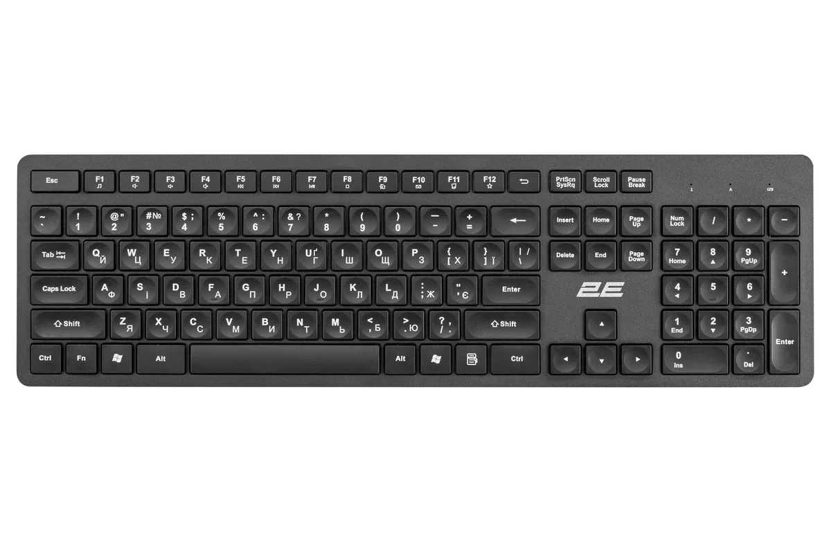 Клавіатура мембранна 2E KS260 106key, WL, EN/UK, чорний
