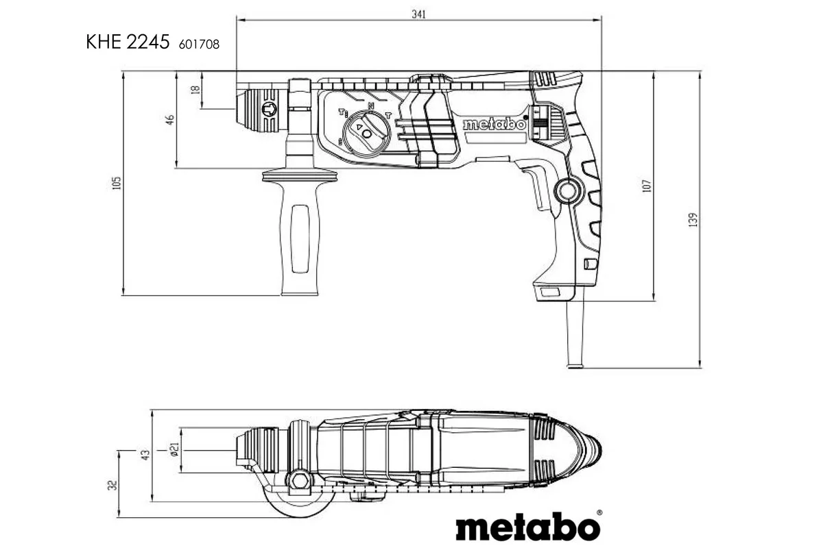 Перфоратор Metabo KHE 2245 SDS-plus 750Вт, 2.2Дж, вага 2.7кг
