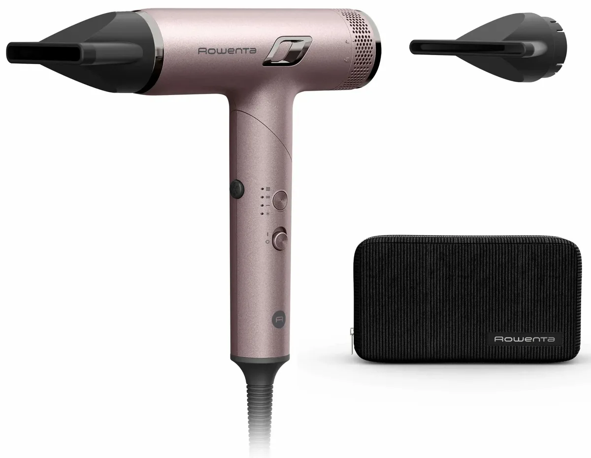 Фен Rowenta T-Shape Maestria Nano, складной, 1700Вт, 3 режима, ионизация, холодный обдув, удобный кейс, розовый