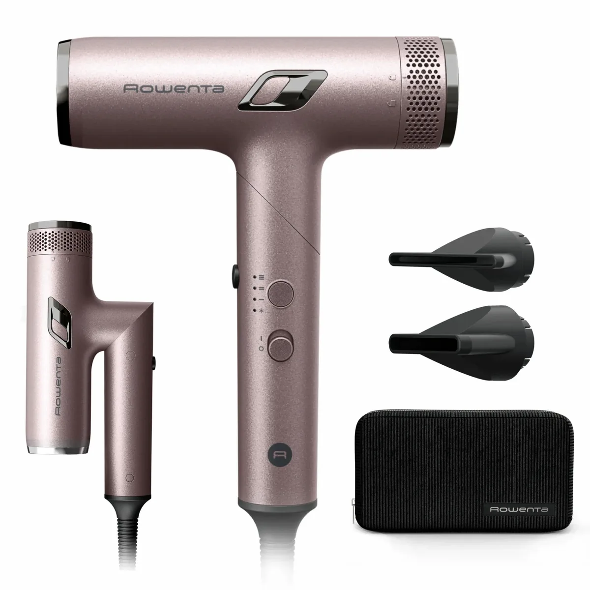 Фен Rowenta T-Shape Maestria Nano, складной, 1700Вт, 3 режима, ионизация, холодный обдув, удобный кейс, розовый