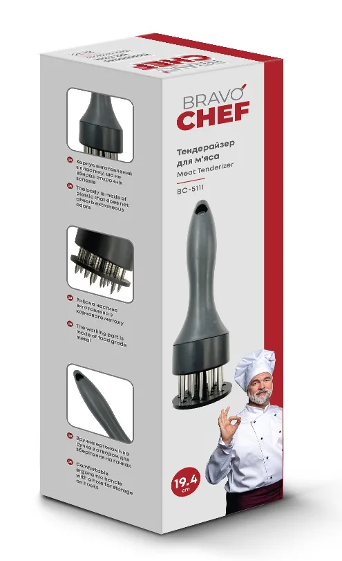 Тендерайзер для м'яса Bravo Chef метал пластик 19,4х5х5 см