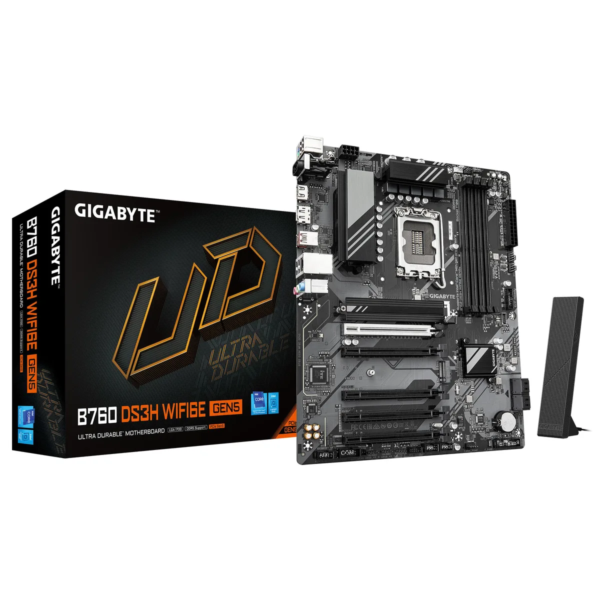 Материнська плата GIGABYTE B760 DS3H WF6E GEN5 B760 s1700 4xDDR5 M.2 HDMI Wi-Fi BT ATX
