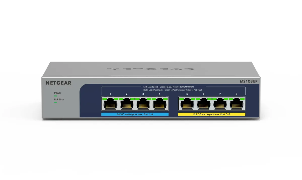 Комутатор NETGEAR MS108UP 8x2.5GE PoE, 230Вт, Некерований