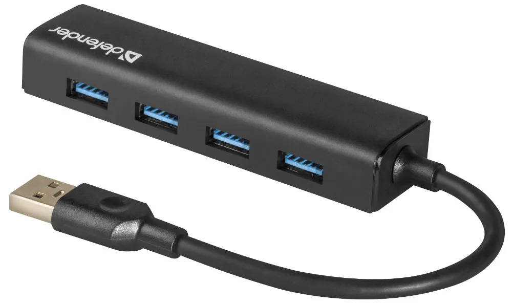 USB-хаб Defender 4 порти USB 3.0 0,16 м Чорний