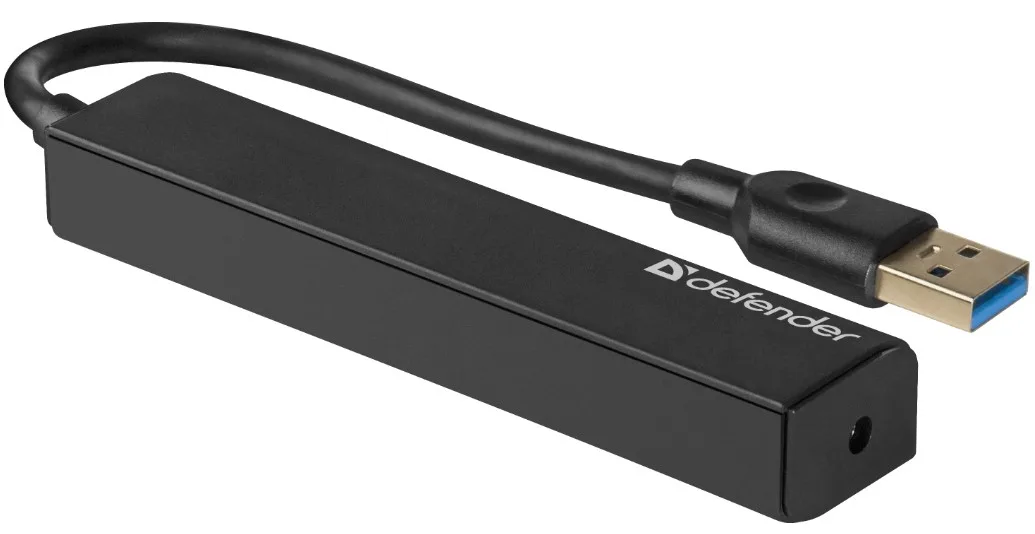 USB-хаб Defender 4 порти USB 3.0 0,16 м Чорний