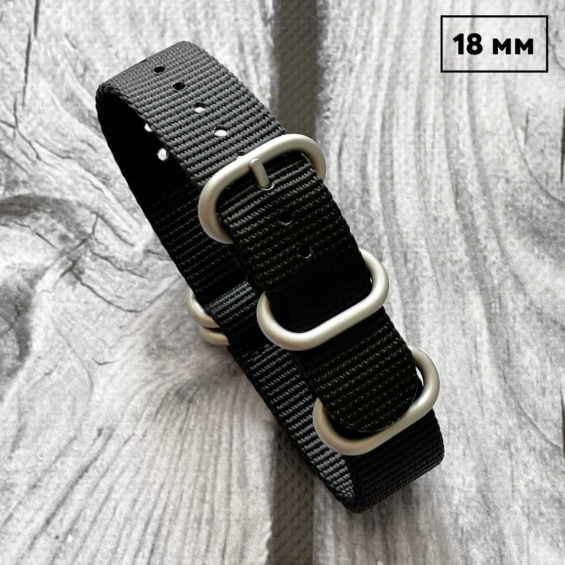 Ремінець Modfit Black нейлоновий 18 мм для годинників з кріпленням 18 мм