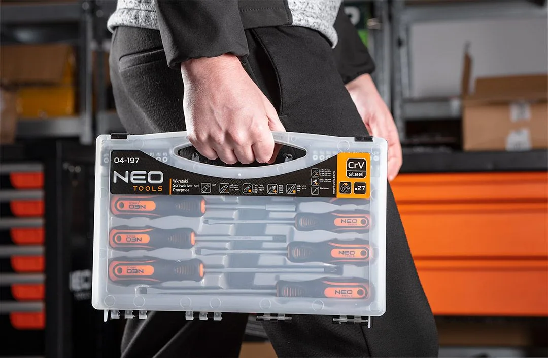 Набор отверток Neo Tools 20 бит, SL, PH, Torx, H, CrV сталь, кейс 27 шт