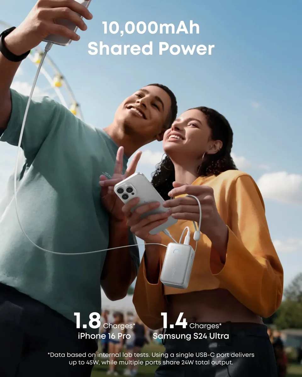 Портативний зарядний пристрій Anker 10000 мАг 45Вт USB-C 81,5х50,5х36,1 мм Білий