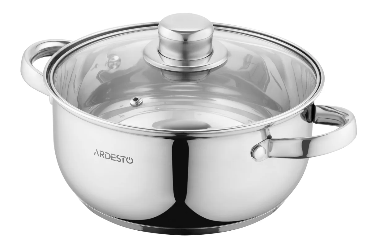 Каструля з прозорою кришкою ARDESTO Gemini Gourmet Aosta, об'ємом 2.7 л, з нержавіючої сталі.