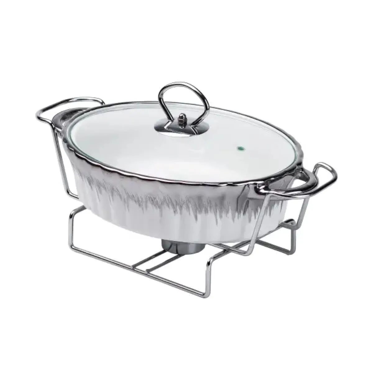 Марміт порцеляновий 1 л овальний 31х19х13 см білий з підігрівом