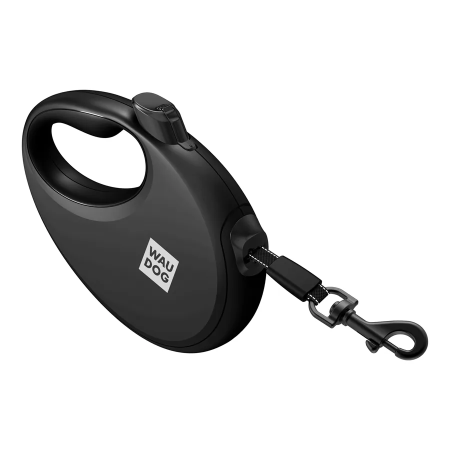 Повідець-рулетка WAUDOG R-leash L 5 м пластиковий чорний з контейнером для пакетів