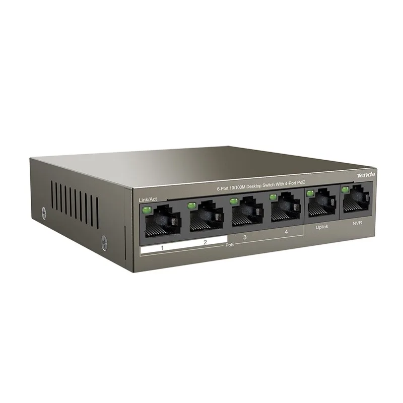 Коммутатор TENDA TEF1106P-4-63W 4xFE PoE, 2xFE Uplink