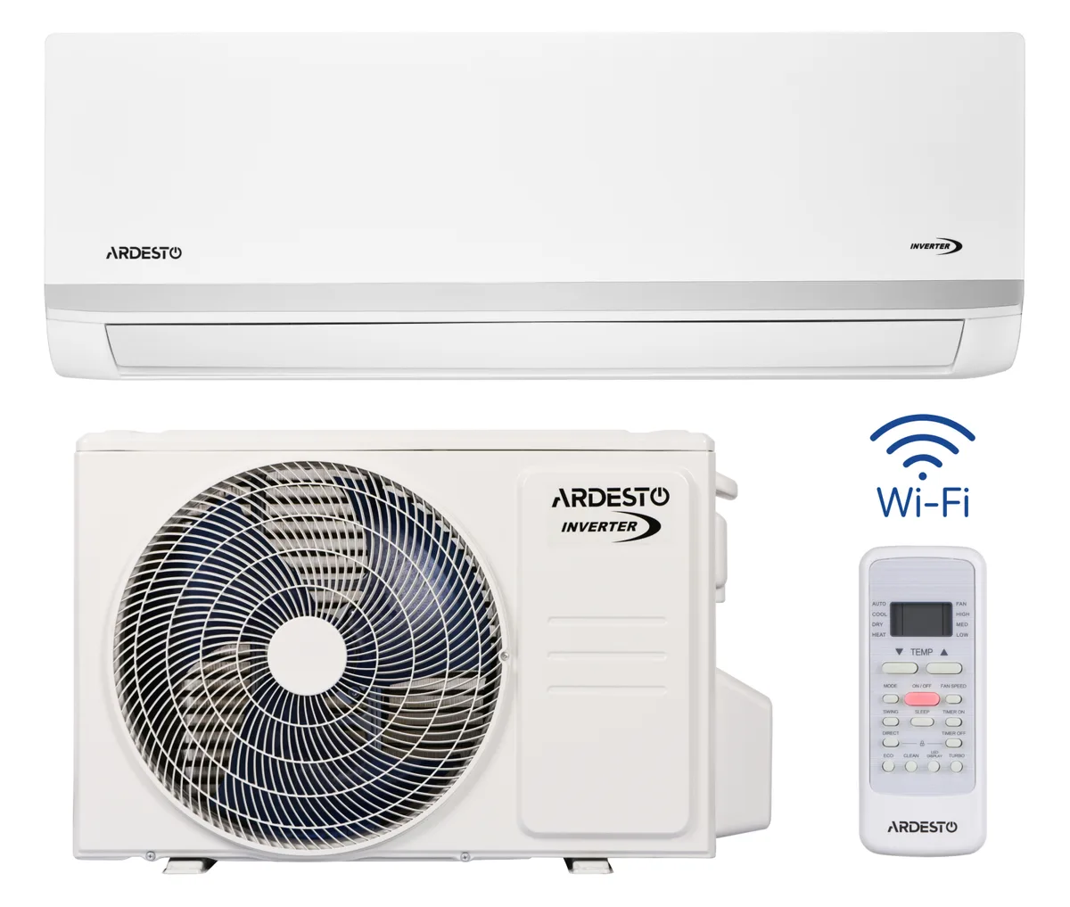 Кондиціонер ARDESTO ACM-24ERP-R32-WF-AG-S, 70 м2, 24000 BTU, 70 кВт, A++/A+, -20°C, Wi-Fi, R32, білий