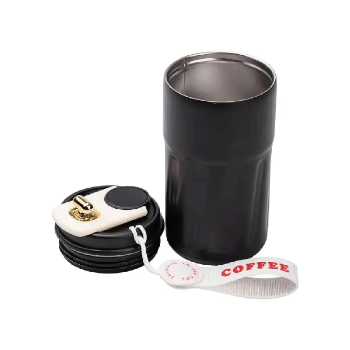 Термочашка Coffee 500 мл чорна нержавіюча сталь