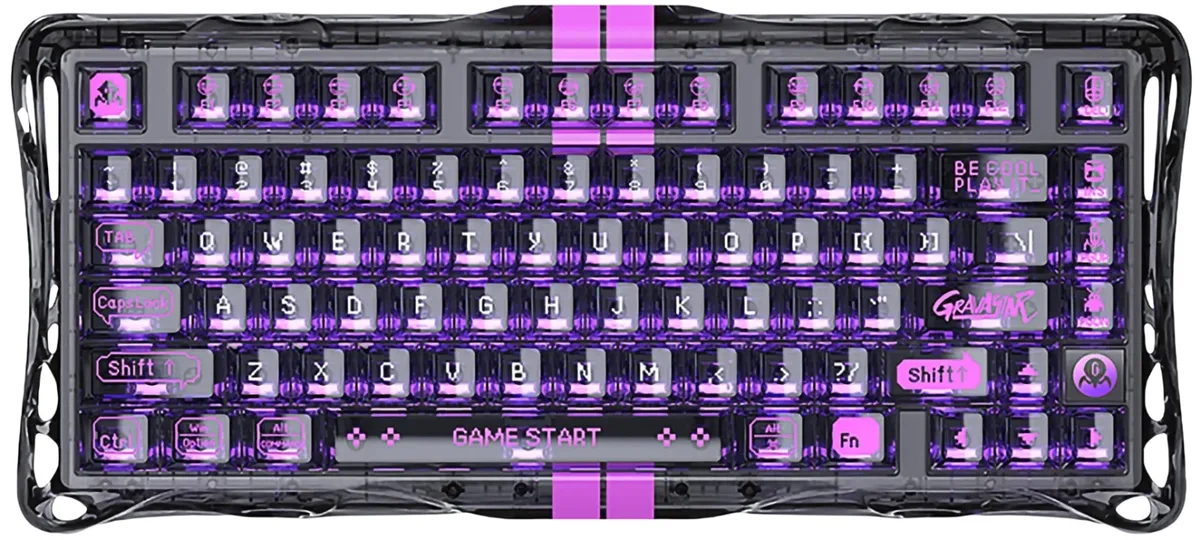 Клавіатура механічна GravaStar Mercury V75 Lite 80keys, Magnetic Blackcore, USB-A, RGB, Transparent Black