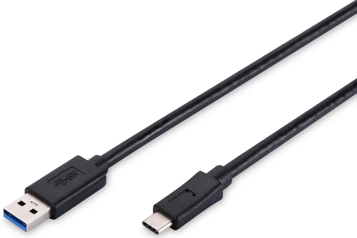 Кабель DIGITUS USB-C > USB-A заряджання/синхронізації, Type-C, 1м, чорний