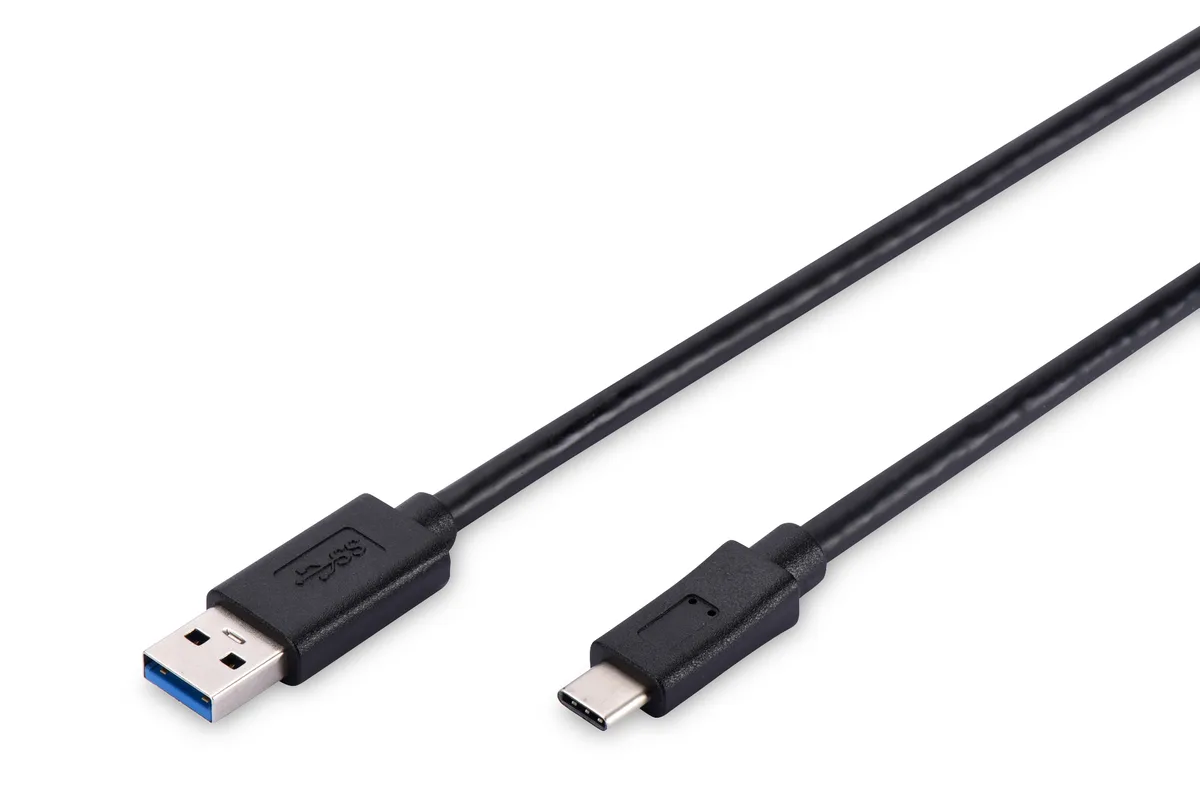 Кабель DIGITUS USB-C > USB-A заряджання/синхронізації, Type-C, 1м, чорний