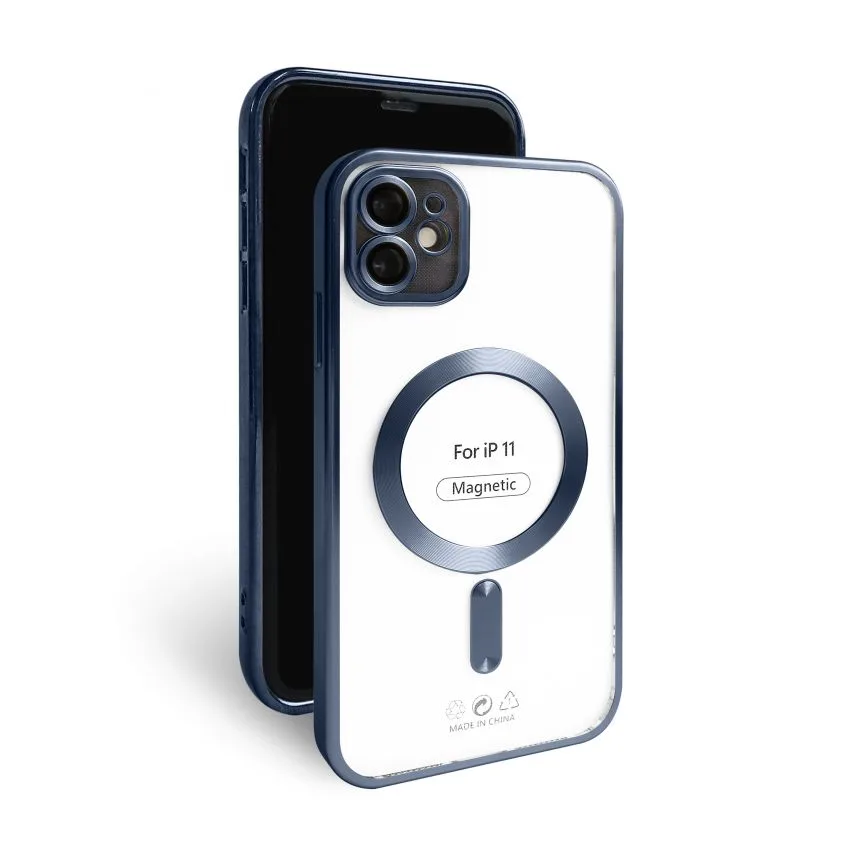 Чохол MagSafe для iPhone 11 матовий синій пластик силікон
