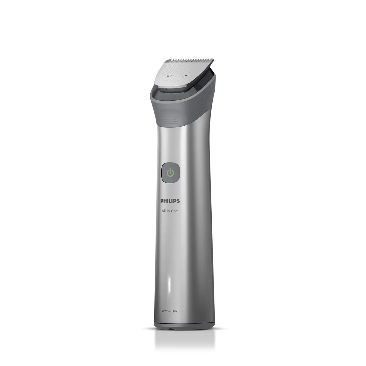 Тример Philips Series 5000 для обличчя, голови та тіла, акумуляторний, 9 насадок, стальний, сірий.