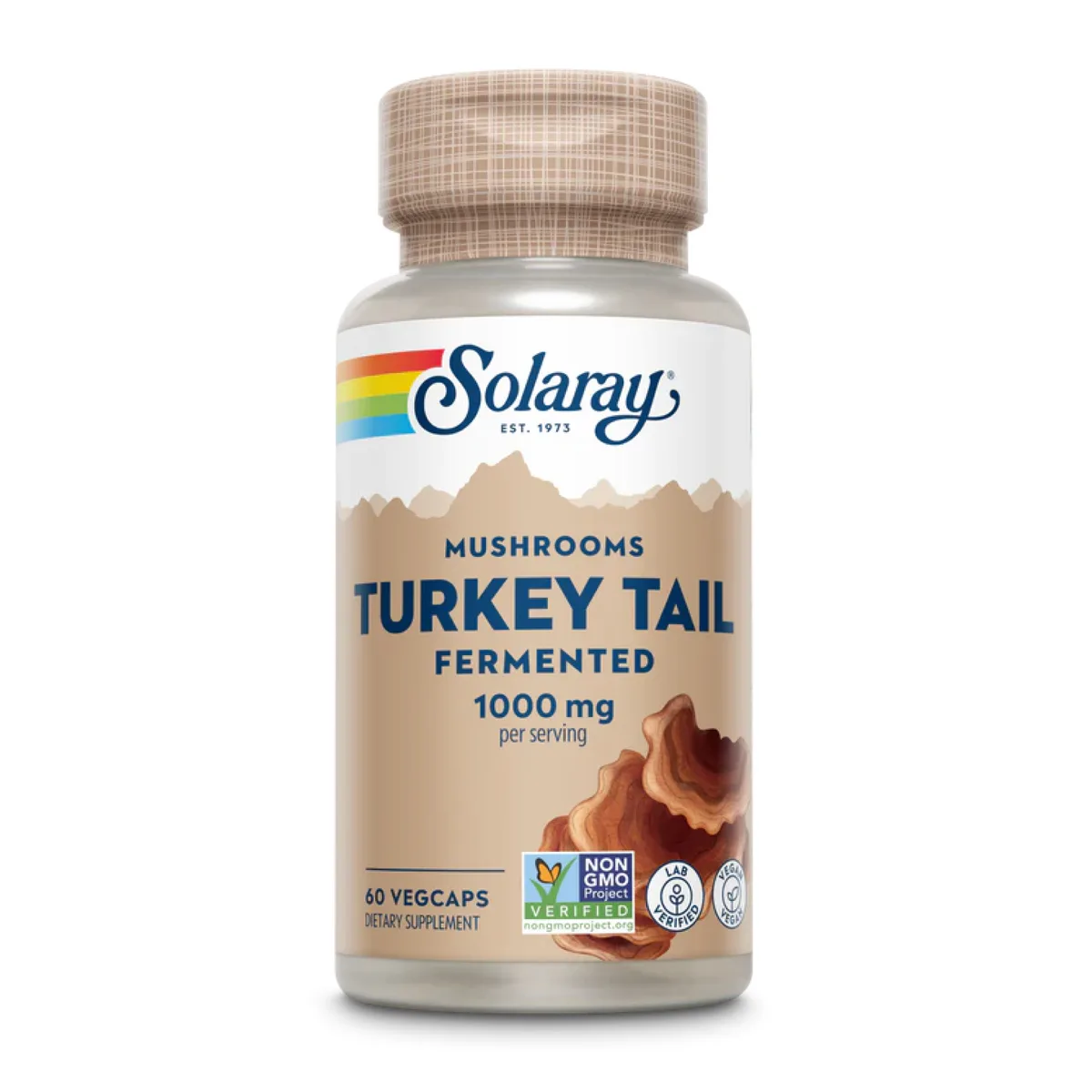 Solaray Org Grown Fermented Turkey Tail 500mg 60 vcaps на українську мову перекладається як: 

"Solaray Органічний ферментований хвостик індички 500мг 60 капсул".
