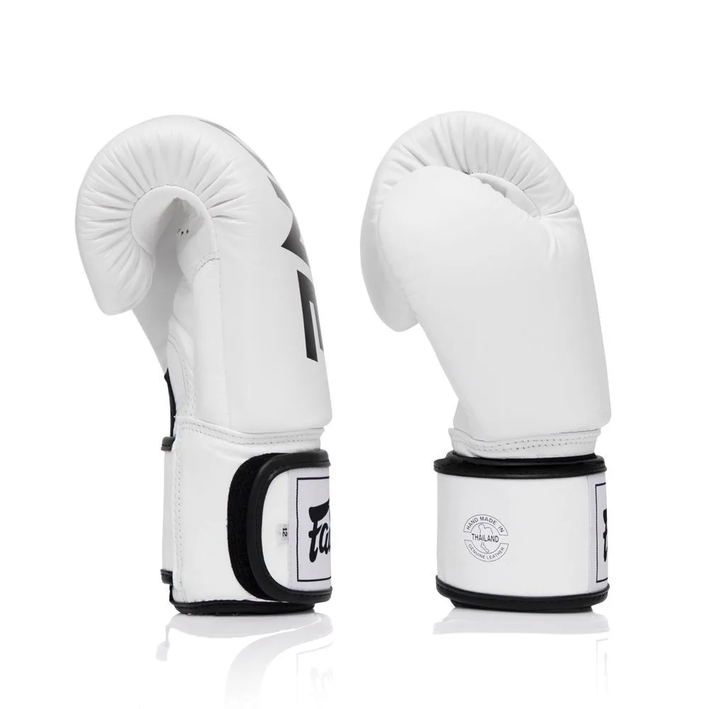 Боксерські рукавиці Fairtex натуральна шкіра 10 унцій білий