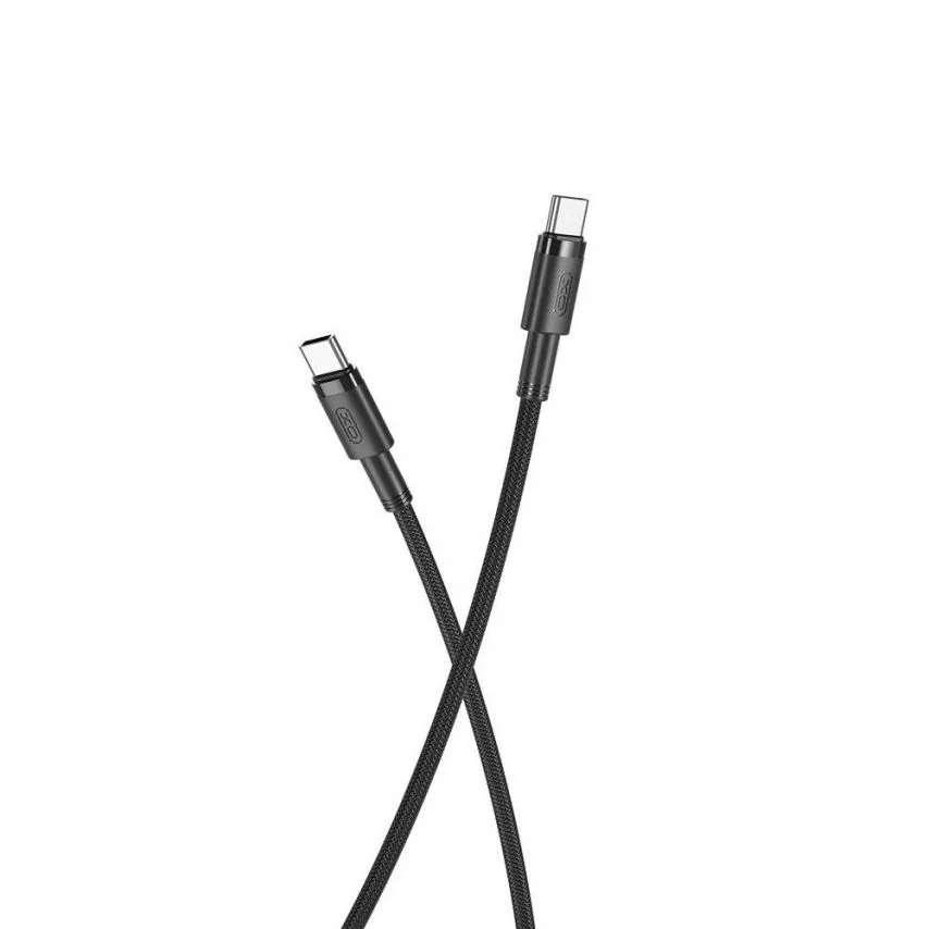 Кабель USB Type-C до Type-C XO 1,5 м тканинний чорний 100W 5A